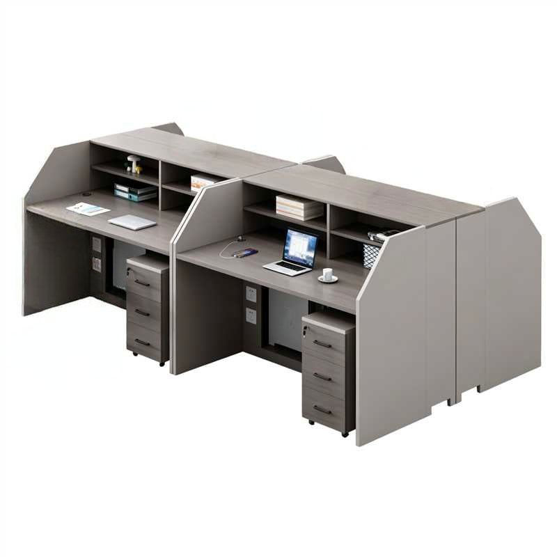 Open Plan Office Workstations with Privacy Partitions and Under-Desk Storage