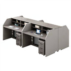 Open Plan Office Workstations with Privacy Partitions and Under-Desk Storage