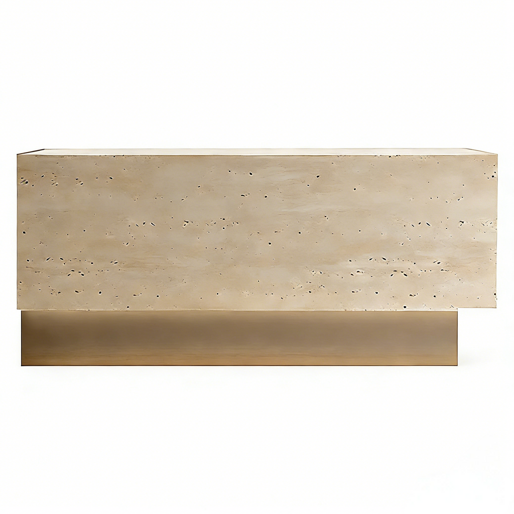 Stone-Look Linear Reception Counter with LED Plinth