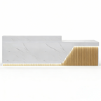Modern White LED Reception Counter with Fluted Front Panel