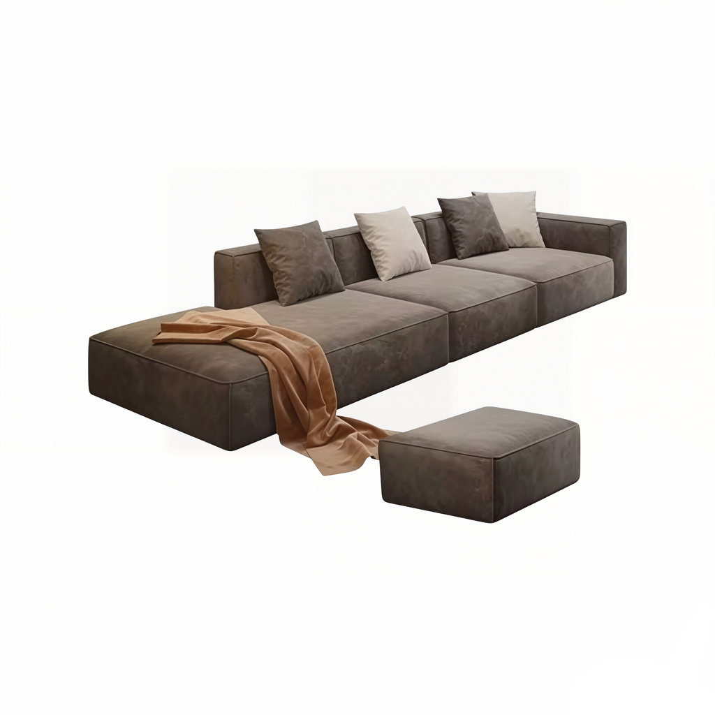 Modern Modular L Shape Corner Sofa With Ottoman For Living Room