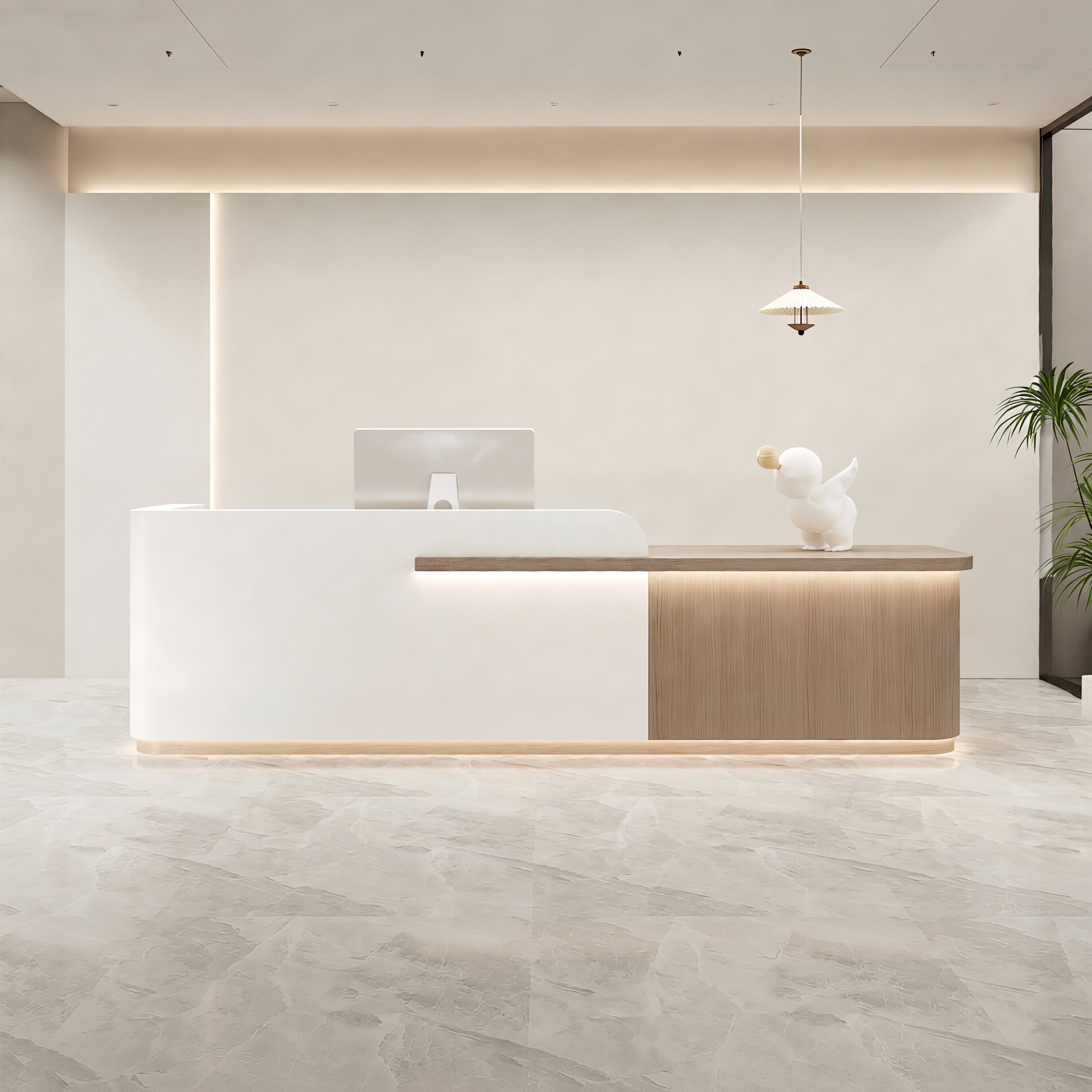 Modern Lit Beauty Salon Reception Desk with Sleek Two-Tone Design