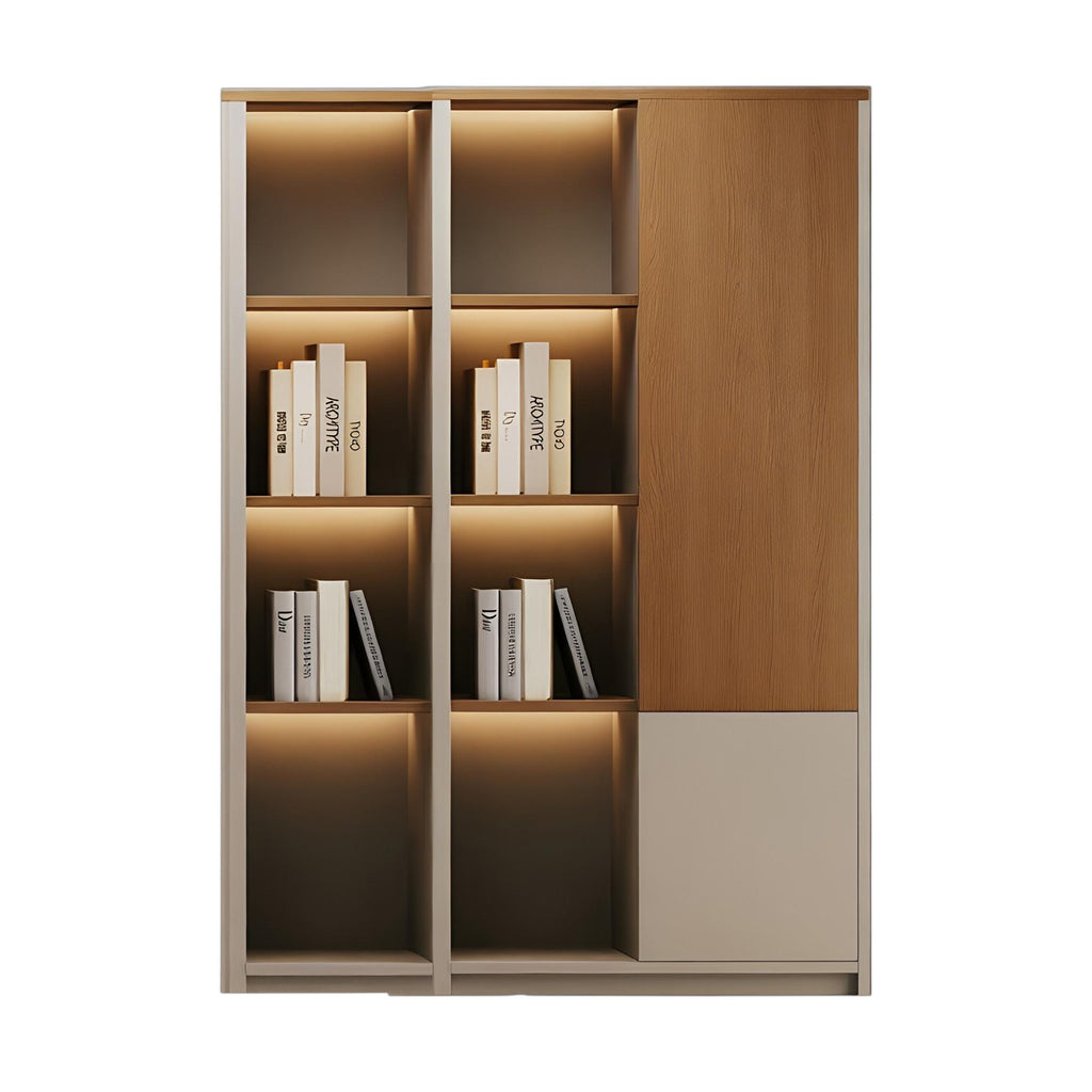 Modern boardroom storage cabinet wall with premium finishes and display shelves