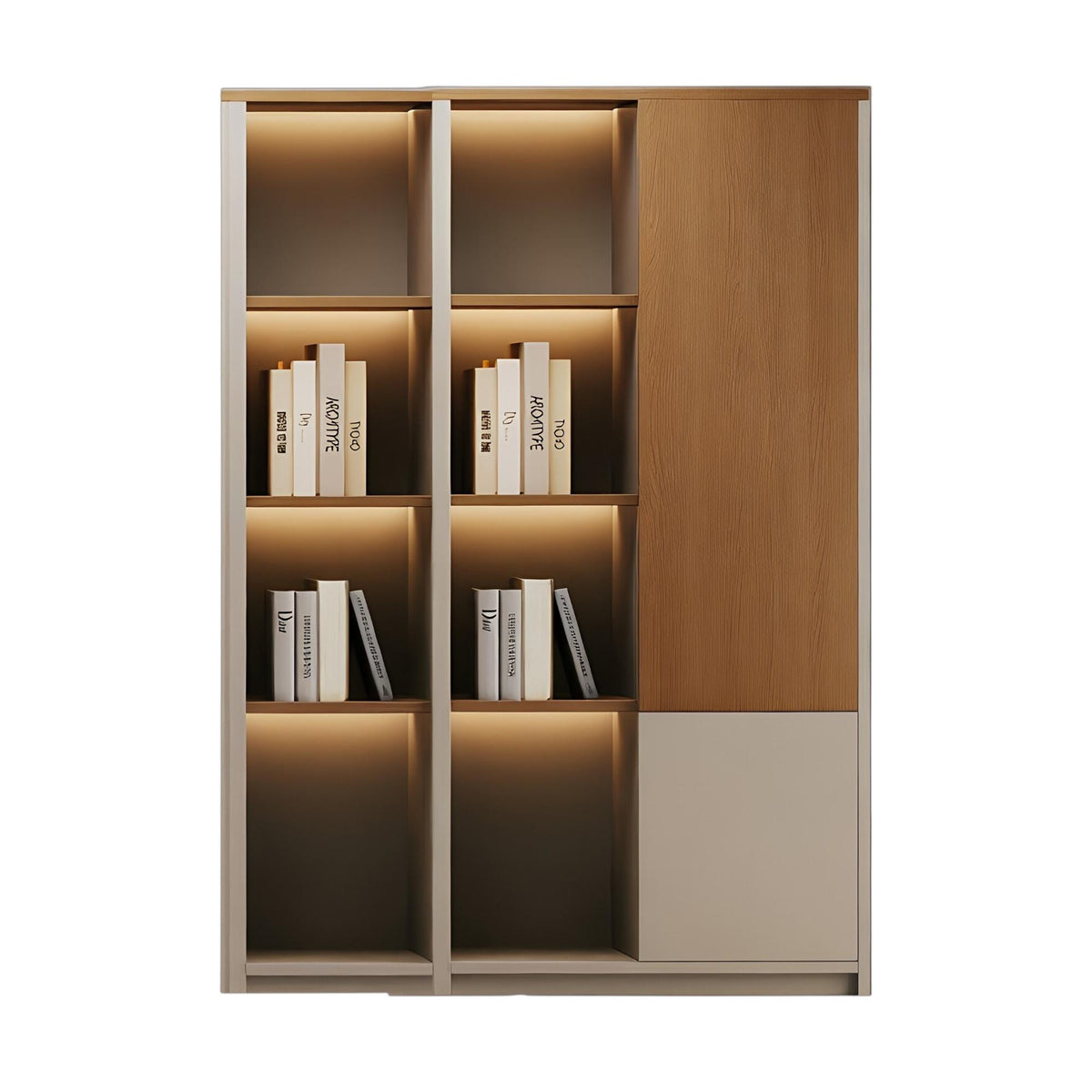 Modern boardroom storage cabinet wall with premium finishes and display shelves