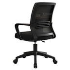 Black ergonomic mesh office chair with matching frame for modern workplaces