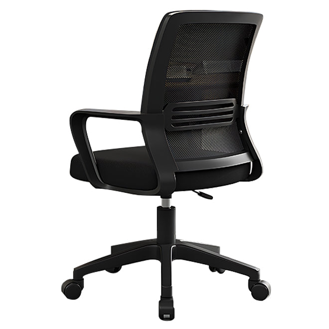 Black ergonomic mesh office chair with matching frame for modern workplaces