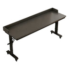 Black mobile height adjustable workstation table with durable wheeled frame
