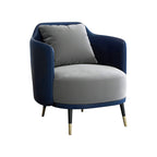 Blue modern office lounge chair with curved design and comfortable padded seating