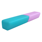 Blue and purple upholstered waiting bench with modern modular design for public spaces