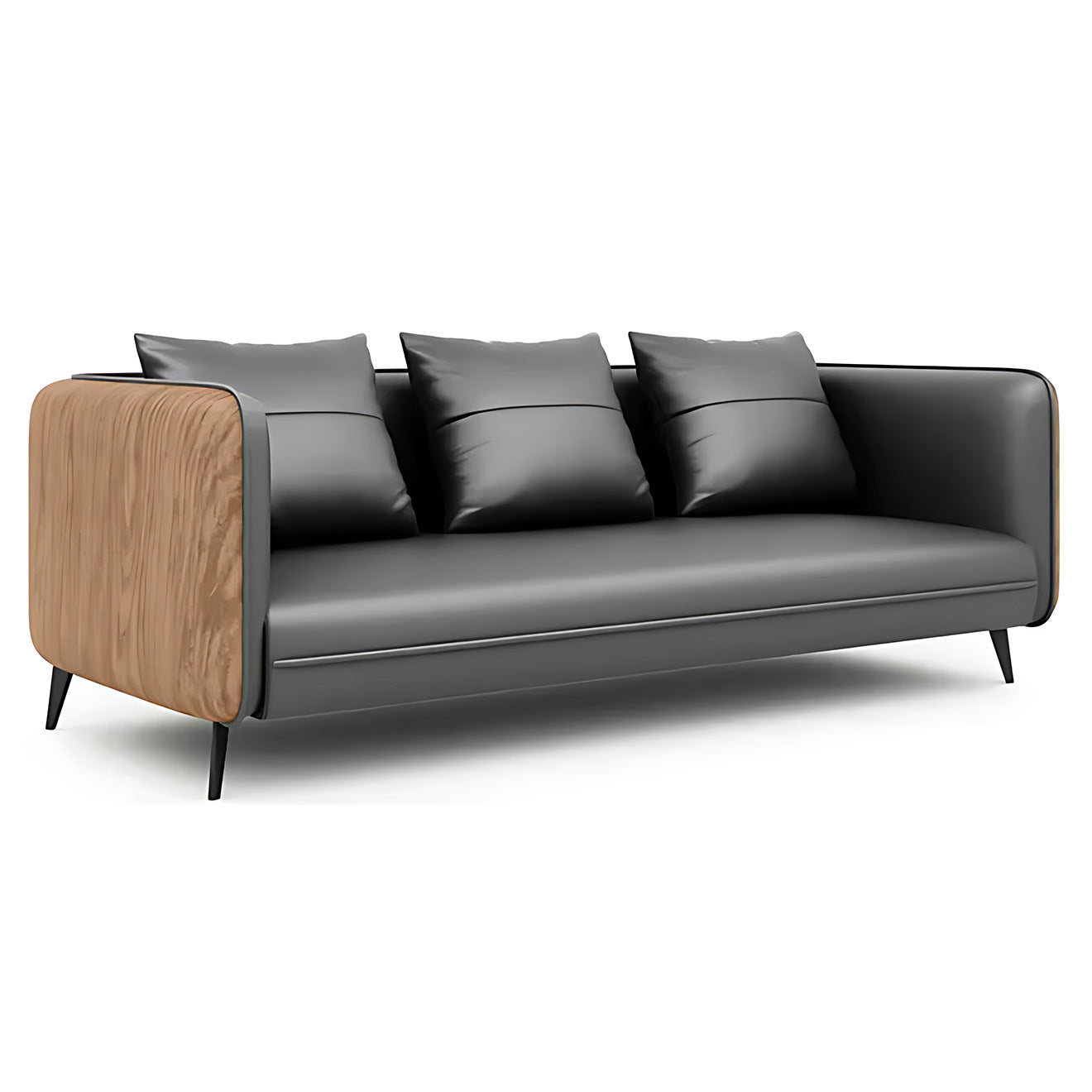 Office Lounge Sofa with Modern Wood-Grain Side Panels