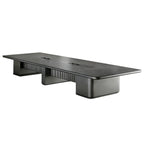 Charcoal grey executive conference table with built-in power module for boardrooms