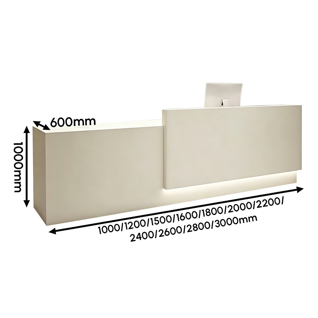 Custom size modern reception desk with flexible dimensions for workplaces