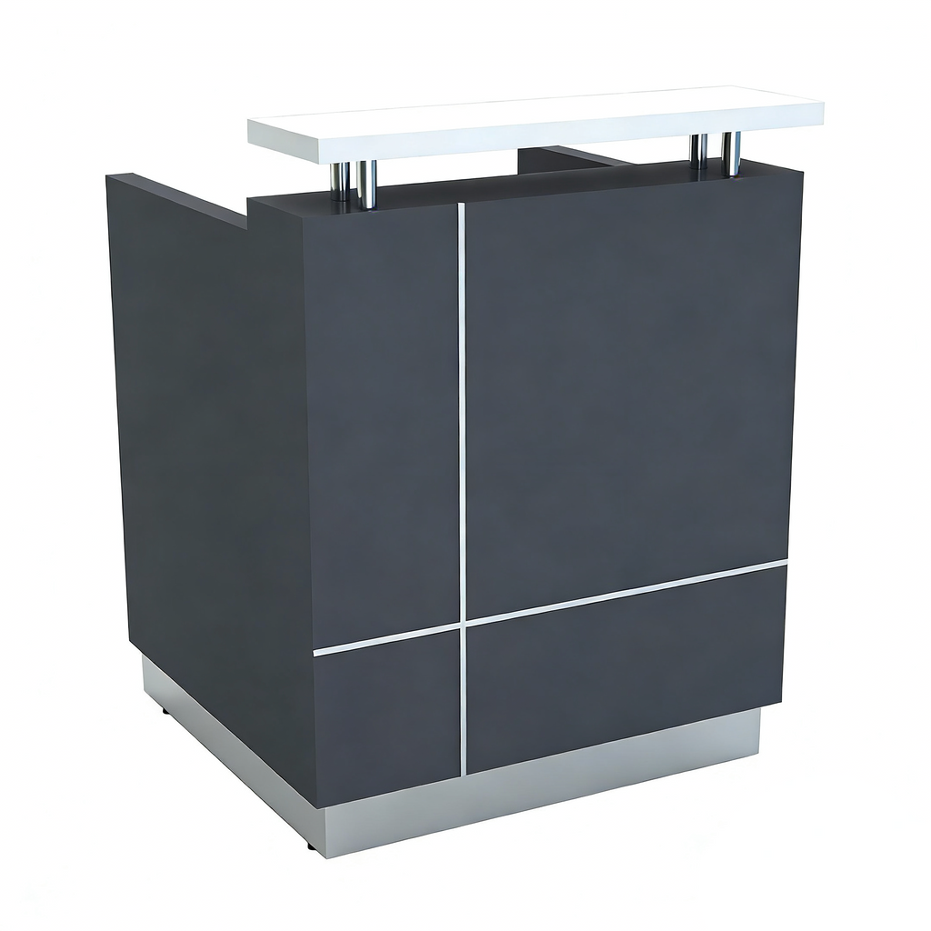 Modern Compact Reception Counter With Raised White Transaction Top