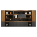 Custom executive office cabinet wall design with full height storage solution