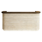 Dark walnut reception desk with custom colour options for offices and hospitality areas