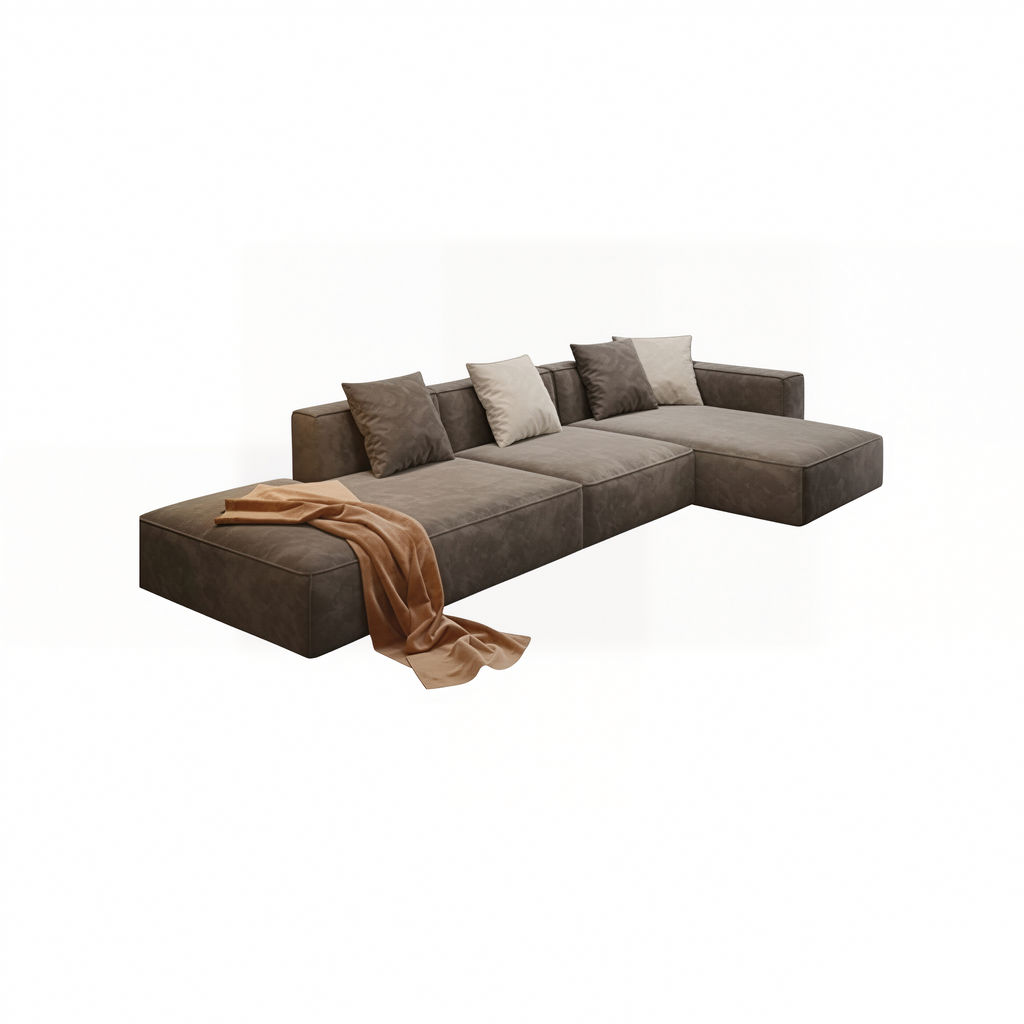Modern Modular L Shape Corner Sofa With Ottoman For Living Room