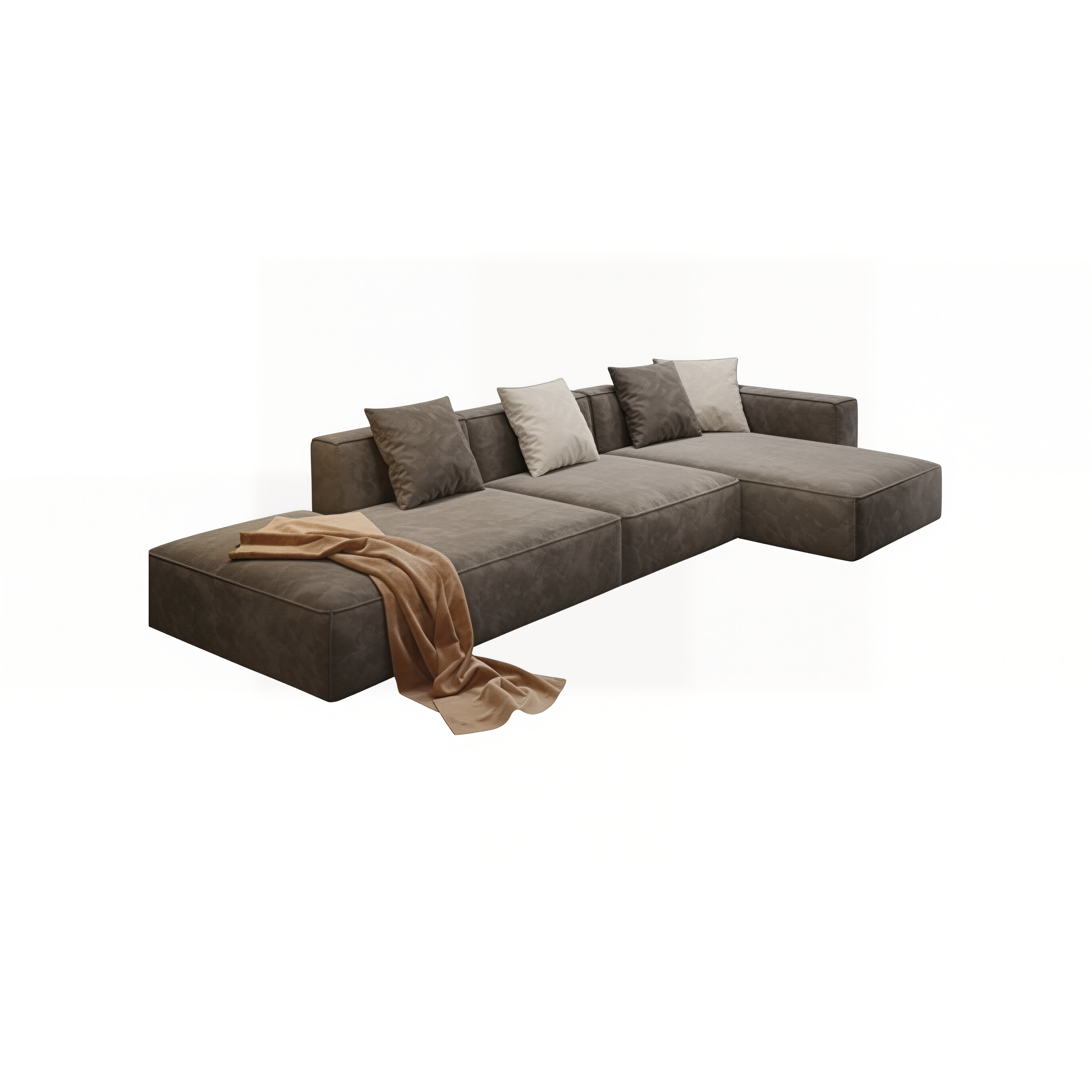 Modern Modular L Shape Corner Sofa With Ottoman For Living Room