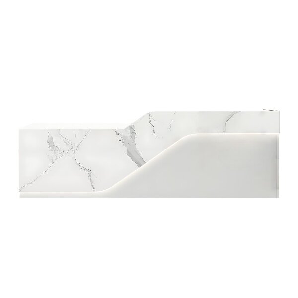 Premium Marble-Finish Reception Counter with Integrated LED Lighting