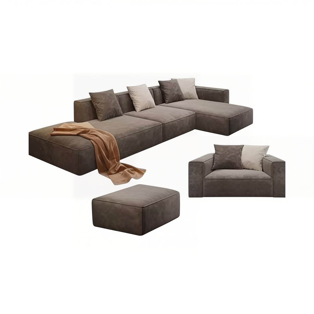Modern Modular L Shape Corner Sofa With Ottoman For Living Room