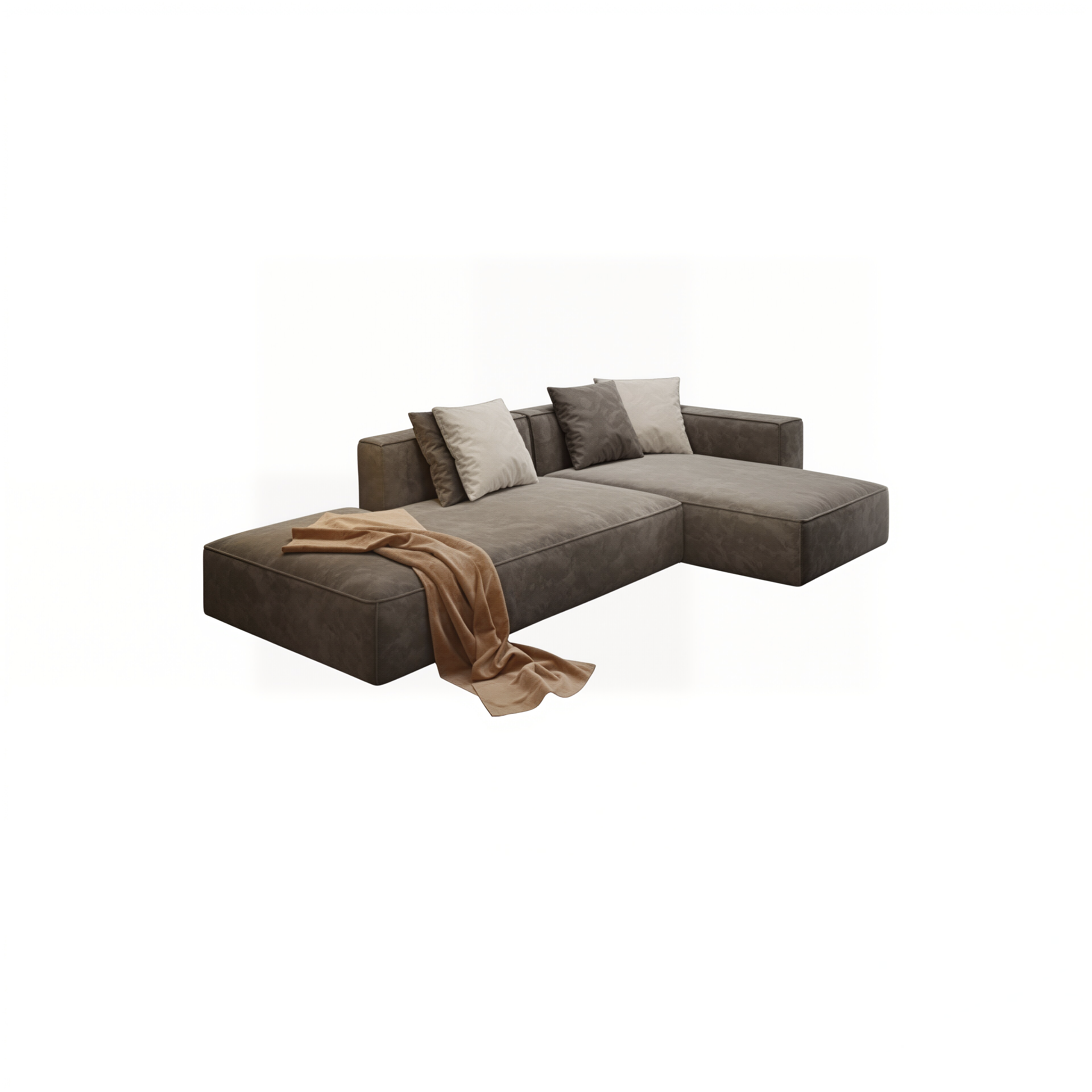 Modern Modular L Shape Corner Sofa With Ottoman For Living Room