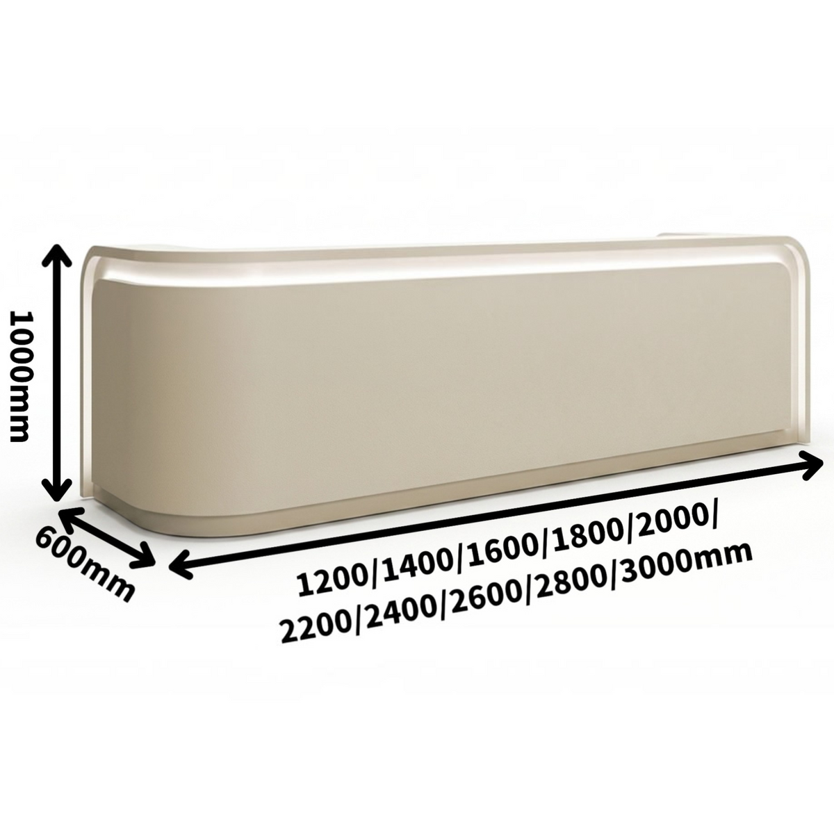 Aura Modern Curved Reception Counter with LED Ambient Lighting