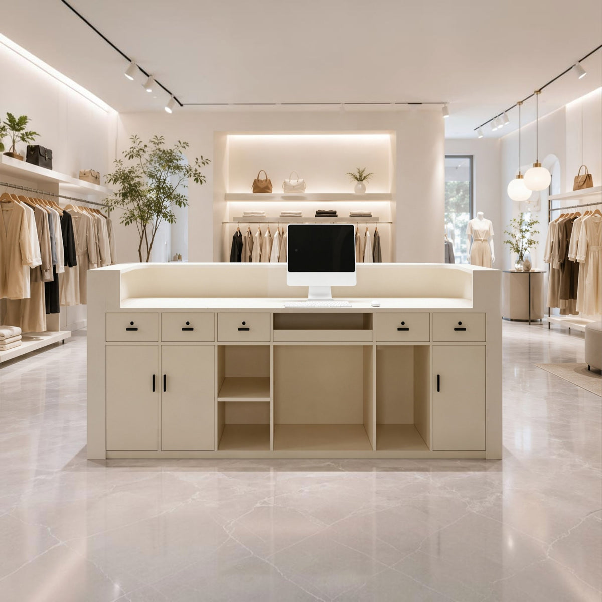 Modern LED Reception Counter with Custom Branding