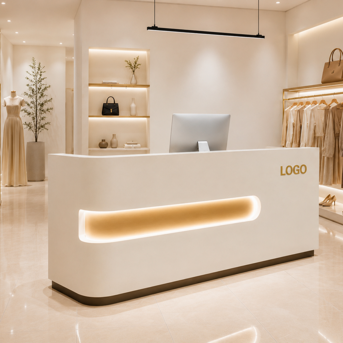 Modern LED Reception Counter with Custom Branding