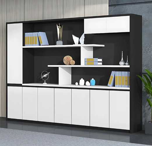 Contemporary Open-Style Storage Cabinet with White Wood Grain Finish