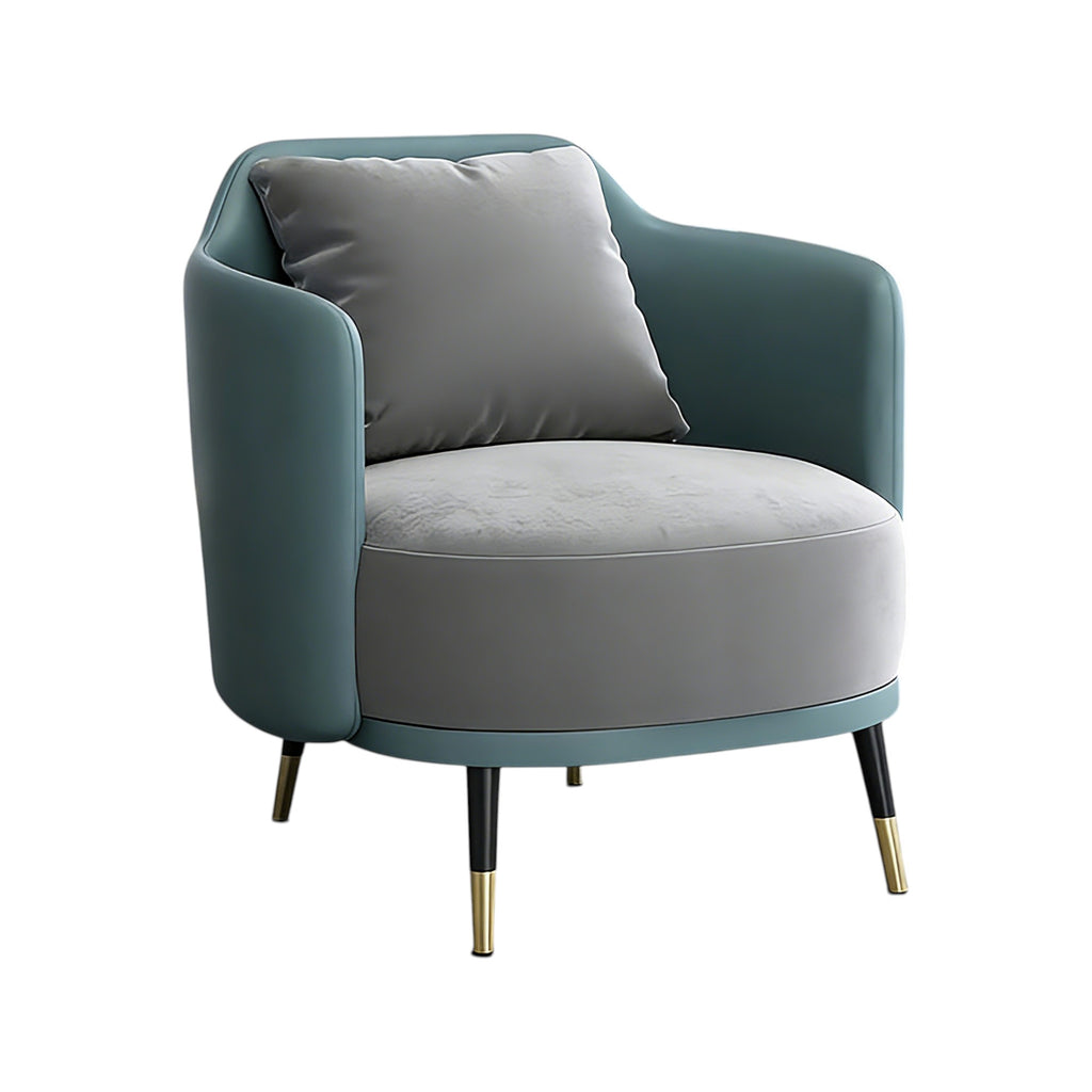 Green PU leather office reception chair with curved back and padded cushion
