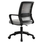 Grey mesh office chair with black frame designed for commercial workspaces