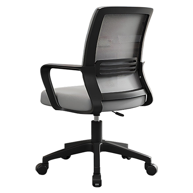 Grey mesh office chair with black frame designed for commercial workspaces