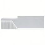 Customisable reception counter with fluted panel finish and LED details