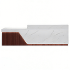 Marble reception counter with integrated LED base lighting for workplaces