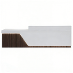 White and Walnut Finish reception desk with decorative wood fluted panel detailing