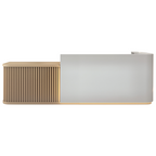 Left high side without return reception counter with White & Natural Oak  Finish and LED accent lighting