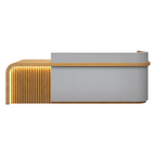 Left return reception counter with Light Grey, Natural Oak Finish and LED accent lighting