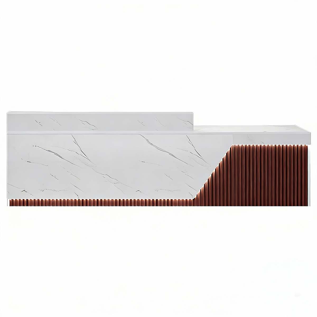 Executive office reception desk with premium marble design and lighting
