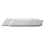 Marble finish curved reception counter with contemporary office design
