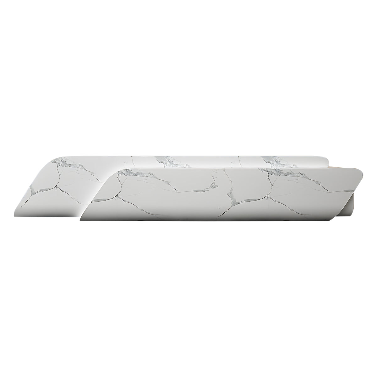 Marble finish curved reception counter with contemporary office design