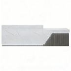 Marble reception counter with integrated LED base lighting for workplaces