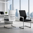 Modern mesh back chair in black and white finishes for office meeting rooms and reception areas