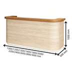 Modern reception desk with custom size options and rounded design for commercial interiors