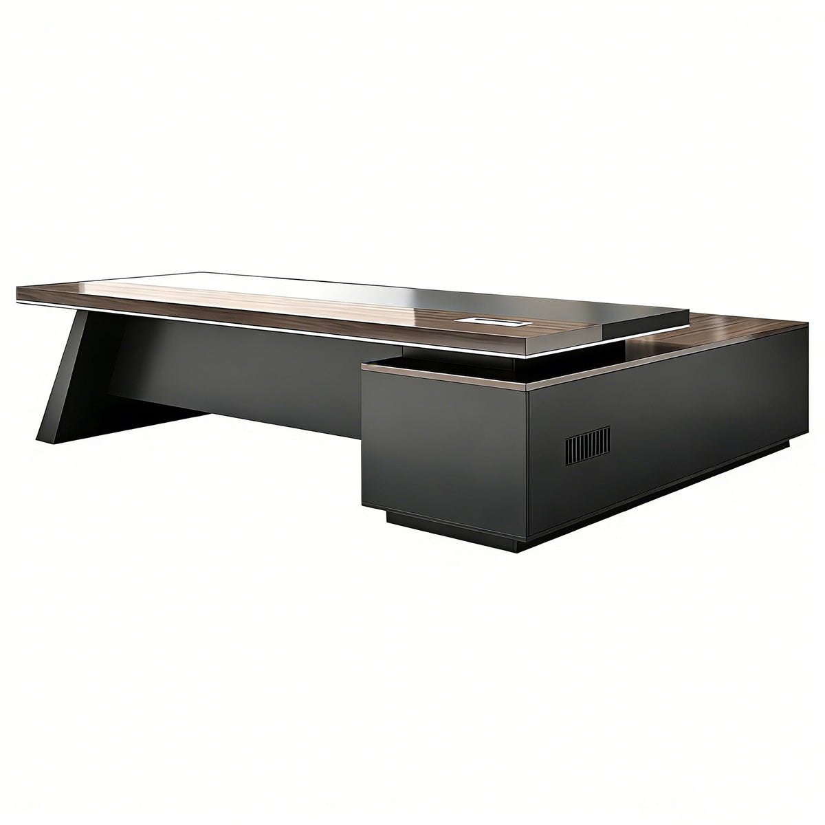 Natural maple timber executive desk with left side cabinet modern office furniture