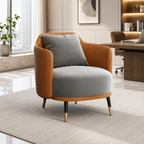 Orange office lounge chair with padded PU leather seat and curved backrest