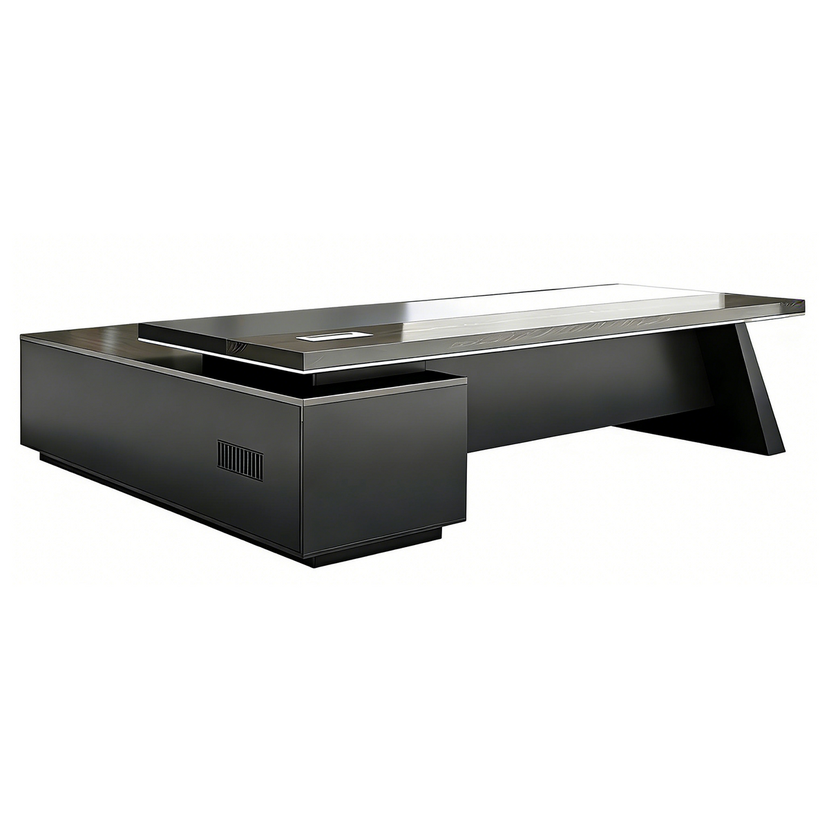 Rain oak timber executive office desk with right side cabinet modern workspace setup