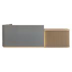 Right high side without return reception counter with Charcoal Grey & Natural Oak Finish and LED accent lighting