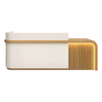 Right return reception counter with Warm Off-White, Natural Oak Finish and LED accent lighting