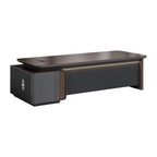 Contemporary executive desk with built-in cable management and premium wood finish