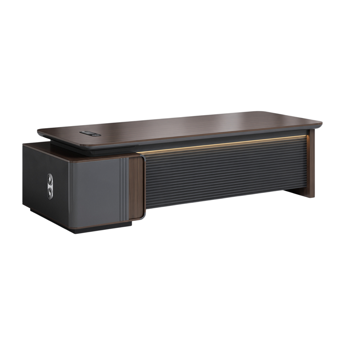 Contemporary executive desk with built-in cable management and premium wood finish