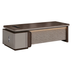 Executive desk featuring side storage pedestal and refined modern office design